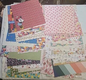 Lot Of 53 Sheets Random 12"x 12" Scrapbook Paper SandyLion, American Crafts DCWV - Picture 1 of 7