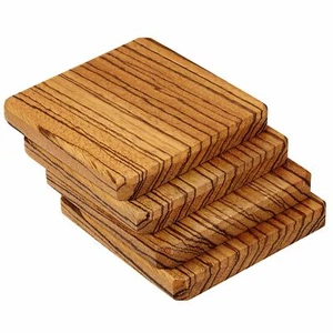 Exotische Tiger Holz Untersetzer Rand Maserung 4er Set Made in USA - Bild 1 von 6