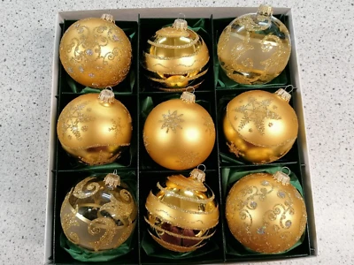 Christbaumkugel Weihnachtskugel Christbaumschmuck Krebs Lauscha 8 cm gold - Bild 1 von 4
