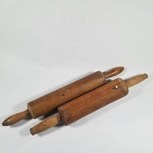 Pair of Farmhouse Decor Wood Rolling Pins 18" Solid Wood and Roller Vintage - Picture 1 of 9