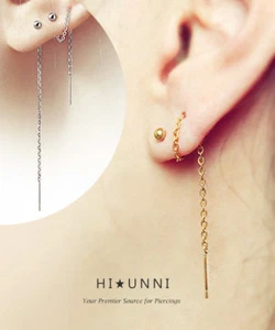 18g Ketteneinfädler Ohrringe Lange Kette Ohrringe Edelstahl Verkauf als Paar - Bild 1 von 5