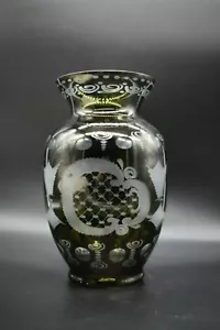 Egermann Crystal Cased Emerald Cut To Clear 10 1/2" Vase - Picture 1 of 9