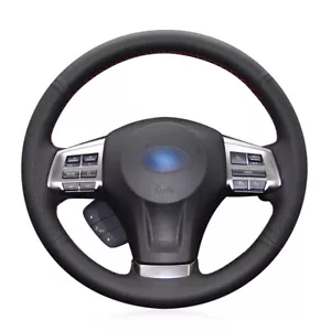 Cubierta de dirección de cuero negro cosida a mano para Subaru Forester Legacy Outback - Imagen 1 de 4