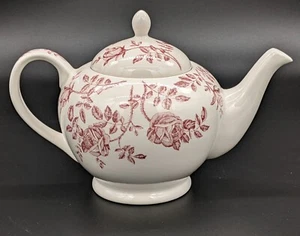 Churchill Antique Rose Pink Teapot With Lid England Flowers Floral White - Picture 1 of 10