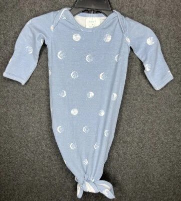 Vestido Aden + Anais Nudo Corbata Talla 0-3 Meses 7-14 libras Usado en Excelente Condición Lunas Azul Recién Nacido Foto 1 de 4