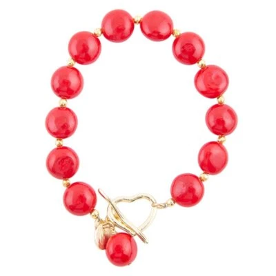 Scardale Red Shell Pearl Golden Toggle Bracelet - Image 1 of 4