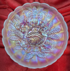 PEACOCK AT THE URN NORTHWOOD ICE WHITE/CLEAR BEAUTIFUL PASTELS ICE CREAM BOWL - Picture 1 of 6