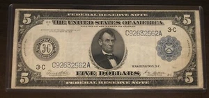 1914 $5 Five Dollar Philadelphia Reserve Note . - Picture 1 of 2