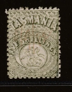 Tasmania 1880 5/- George & Dragon Sage-Green SG F24 £450 - Bild 1 von 3