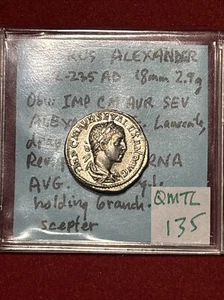 Roman Imperial Severus Alexander AR Denarius 222-235 AD Pax - Picture 1 of 9