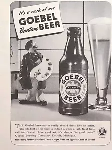 Goebel Brewing Co Detroit MI cerveza gallo obra de arte anuncio impreso de colección 1943 - Imagen 1 de 4