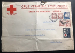 1942 Red Cross Lisbon Portugal WW2 Official Cover To Geneva Switzerland - Picture 1 of 2
