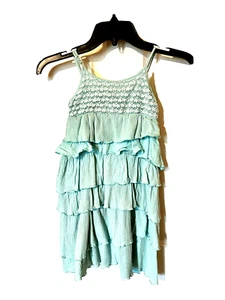 ZARA KIDS TIERED RUFFLED DRESS SIZE 5-6 years old, light teal color - Picture 1 of 6