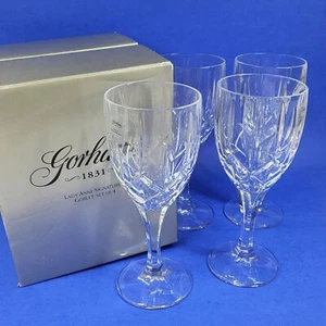 4 copas de cristal Gorham Lady Anne 11 oz con caja 8" cristal de plomo agua de vino - Imagen 1 de 11
