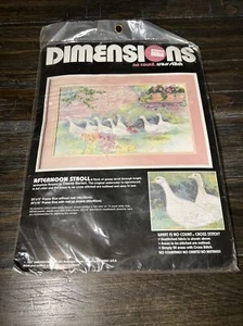 New VTG Dimensions No Count Cross Stitch “Afternoon Stroll” Flock Of Geese 1987 - Picture 1 of 5