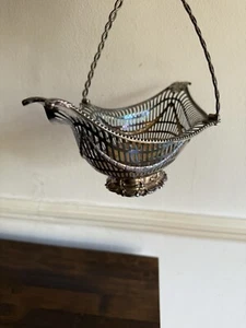 Antique STERLING Solid SILVER BASKET Dish Bowl ROBERT HENNEL LONDON, C. 1902 - Picture 1 of 24