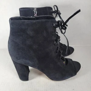 Sam Edelman YVIE Damen-Schnürstiefeletten schwarz Wildleder Whimsygoth 4"-Absatz Größe 9,5 - Bild 1 von 9