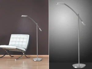 Lampada da terra LED dimmerabile orientabile in argento altezza 126 cm lampada da lettura dietro divano - Foto 1 di 7