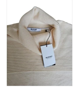 NWT Murano Mens Knit Long Sleeve Pullover Ivory Ribbed Size XL See Pics/SC - Bild 1 von 7