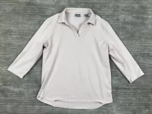 Jockey Top Womens Medium Pink 3/4 Sleeve Collared Cotton Blend - Picture 1 of 12