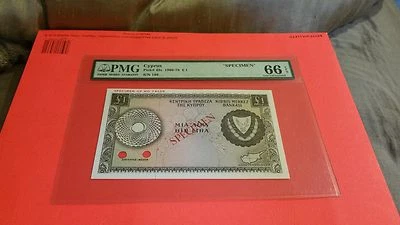 cyprus 1 pound Pick 43s specimen PMG 66 Gem UNC - Image 1 of 2