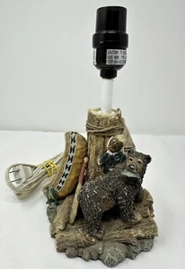 Grizzly Bear Lamp without a Shade with Native American Background Decor - WORKS- - Picture 1 of 12