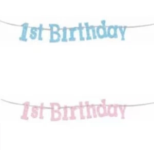 Primer Cumpleaños Rosa o Azul Diamante Banner Decoración Fiesta Suministros 7.9 pies - Imagen 1 de 3