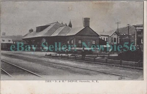 Oneonta NY - DEPÓSITO FERROVIARIO D&H DE VÍAS - Postal Condado de Otsego - Imagen 1 de 2