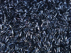 Bugle Beads Twisted 7mm Hematite 100g Glass Tube Long DIY Jewellery - Bild 1 von 1