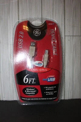 GE USB 2.0 6 Ft. Windows & Mac Printer Device Cables 480 MPS  H097891 - Image 1 of 2