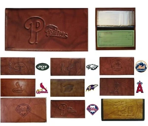1 CHECKBOOK Leather Cover Embossed NEW Choose Officially Licensed MLB NFL NASCAR - Picture 1 of 11