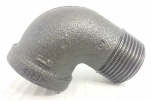 BLACK MALLEABLE IRON 90° MALE/FEMALE ELBOW BSPT - SIZES 1/4" TO 4" - Picture 1 of 1