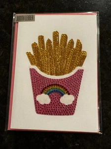Tarjeta de felicitación de cumpleaños de papiro Judith Leiber papas fritas brillantes NUEVO sobre - Imagen 1 de 5