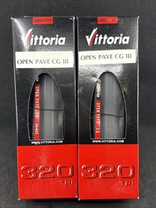 DOS cubiertas Vittoria Open PAVE CG III 700c 25 mm NEGRO COMPLETO RARAS PARIS-ROUBAIX - Imagen 1 de 6