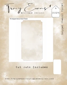 Tracy Evans Snippet Stencil 4" X 4" Ticket SS025 - Picture 1 of 4
