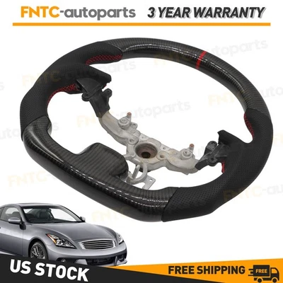 Real Carbon Fiber Steering Wheel Fits For 2007-2015 Infiniti G37 EX35 EX37 Foto 1 de 4