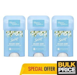 Secret Delicate Deodorant Cream Stick Sensitive Skin 48H Sweat Protection 3-Pack - Picture 1 of 6