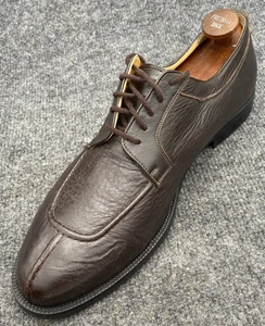 Zapatos Derby MAURO ROSSETTI 10.5M Cuero Guijarro Marrón Punta Dividida Hechos en Italia - Imagen 1 de 14