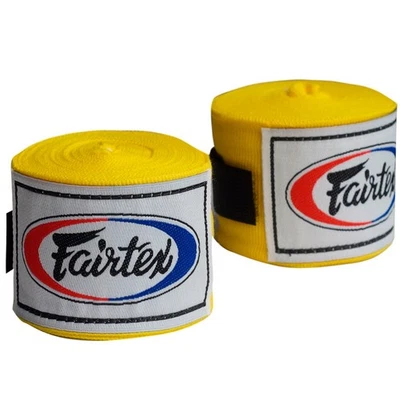 Envolturas de manos Fairtex 120" amarillo algodón elástico Muay Thai boxeo kickboxing MMA Foto 1 de 2