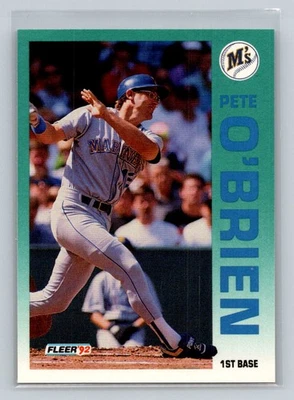 1992 Fleer #289b Pete O'Brien Seattle Mariners Baseball Card - Image 1 of 2