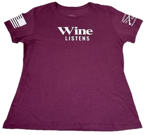 Grunt Style Damen XX-Large T-Shirt Wine Listens weinrot patriotische Grafik Tee - Bild 1 von 5