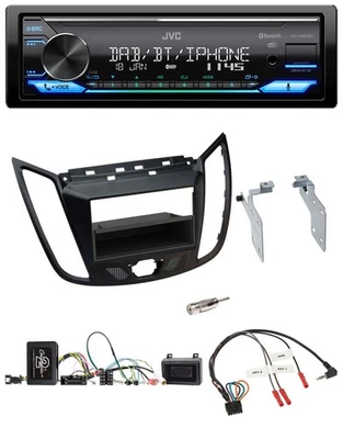 JVC Bluetooth DAB USB Lenkrad Autoradio für Ford C-Max Kuga matt schwarz - Bild 1 von 4