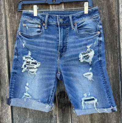 American Eagle Airflex+ Men’s Distressed Cut Off Denim Shorts Size 28 Ripped EUC - Image 1 of 3