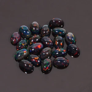 Natural Black Ethiopian Opal Oval Shape Cabochons 20 Pcs Lot 5.50 Cts 5X4X2 mm - Picture 1 of 3