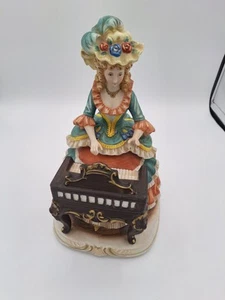 Vintage Madame Harpsichord Melody In Motion Figurine 1987 Music Box Seiji Nakene - Picture 1 of 5
