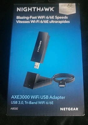 NETGEAR NIGHTHAWK WIFI 6 OR 6E USB 3.0 ADAPTER A8000 AXE3000 TRI-BAND - BLACK - Image 1 of 4