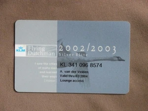 Magnetic Flying Dutchman Card used 2002/2003 - Silver Elite / KLM - Imagen 1 de 2