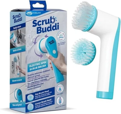 JML Scrub Buddi Electric Spin Scrub Brush 300RPM Rechargeable Flat & Corner Head - Image 1 of 4