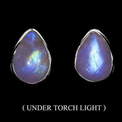 Pendientes de plata de ley 925 pera piedra lunar 10x7 mm piedras preciosas naturales joyería Foto 1 de 4
