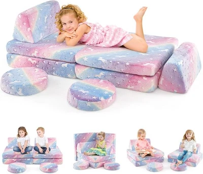6 PCS Glow in The Dark Fold Out Modular Kids Play Couch DIY Creative Fort Sofa - Bild 1 von 4